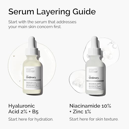 the ordinary skin support basics duo skin care bundle set for all skin types hyaluronic acid 2% + b5 1 fl oz, niacinamide 10% + zinc 1%